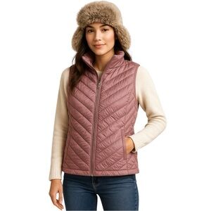 NWOT 32 Degrees Heat Mauve Quilted Lightweight Puffer Vest With Pockets Size M